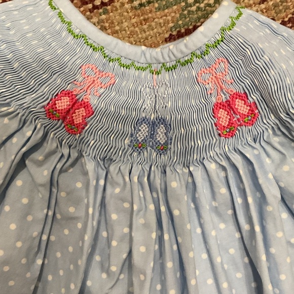 Smocked Giraffe Ballet Slipper Girl’s Dance Polka Dot Dress - Picture 2 of 6